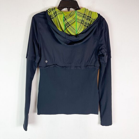 Lululemonm Black & Green “Start It Up” Plaid Reversible Zip Up Jacket 8 - Picture 4 of 5
